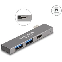 Cienki hub USB 3-portowy USB-C 1x USB 5Gbps typ C + 2x USB 5Gbps typ A Delock 64275