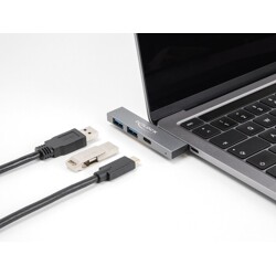Cienki hub USB 3-portowy USB-C 1x USB 5Gbps typ C + 2x USB 5Gbps typ A Delock 64275
