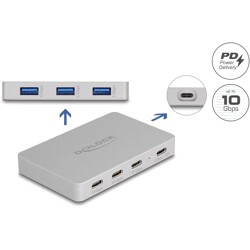 Hub USB 7-portowy 4x USB-C + 3x USB-A z funkcją Power Delivery 82W Delock 64279