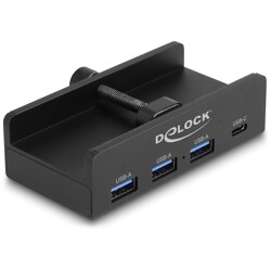 Zewnętrzny hub USB 5Gbps 4-portowy 3x USB-A + 1x USB-C ze śrubą zabezpieczającą Delock 64284
