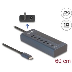 Koncentrator USB 10Gbps 7x USB-C 6xdata + 1xdata PD 20 W ze wskaźnikiem zasilania Delock 64288