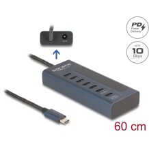 Koncentrator USB 10Gbps 7x USB-C 6xdata + 1xdata PD 20 W ze wskaźnikiem zasilania Delock 64288