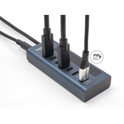 Koncentrator USB 10Gbps 7x USB-C 6xdata + 1xdata PD 20 W ze wskaźnikiem zasilania Delock 64288