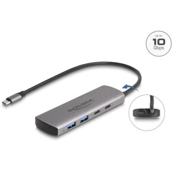 Hub USB 10Gbps 2x USB-A + 2x USB-C upstream USB-C + dodatkowe zasilanie Delock 64299