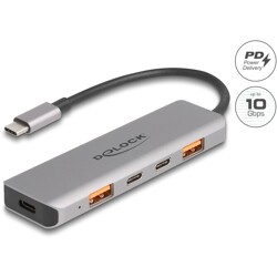 Hub USB 10Gbps 2x USB-A + 2x USB-C upstream USB-C PD 95W Delock 64302