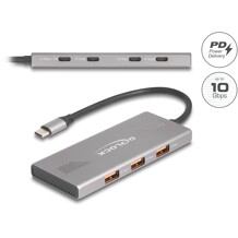 Koncentrator USB 10Gbps 7-portowy 4x USB-C + 3x USB-A Power Delivery 80W Delock 64313