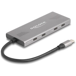 Koncentrator USB 10Gbps 7-portowy 4x USB-C + 3x USB-A Power Delivery 80W Delock 64313