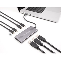 Koncentrator USB 10Gbps 7-portowy 4x USB-C + 3x USB-A Power Delivery 80W Delock 64313