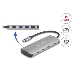 Hub USB 10Gbps 7x USB + HDMI 4K USB-C PowerDelivery 3.0 90W Delock 64323