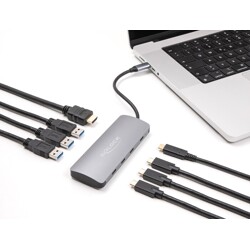 Hub USB 10Gbps 7x USB + HDMI 4K USB-C PowerDelivery 3.0 90W Delock 64323