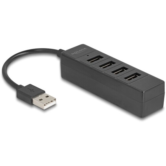 Hub USB 2.0 4-portowy 4x USB-A czarny Delock 64334
