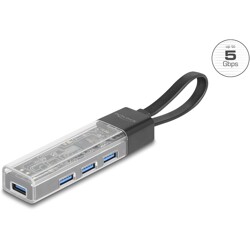 Hub USB 5Gbps 4-portowy transparentna obudowa wejście USB-A lub USB-C Delock 64335
