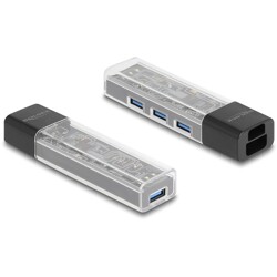 Hub USB 5Gbps 4-portowy transparentna obudowa wejście USB-A lub USB-C Delock 64335