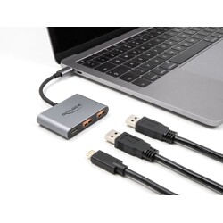 Koncentrator USB 10Gbps 3-portowy USB-C na 1x USB-C + 2x USB-A Delock 64337