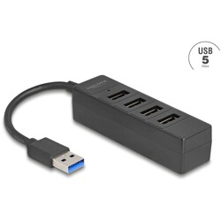 Hub USB 5Gbps 4-portowy 4x USB-A czarny Delock 64350