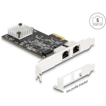 Karta PCI Express x2 na 2x RJ45 5 Gigabit LAN Delock 81261