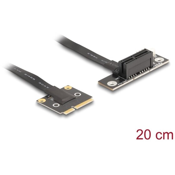 Adapter mini PCI Express męski na PCI Express 3.0 x1 żeński 90° kątowy z kablem 20cm Delock 81504