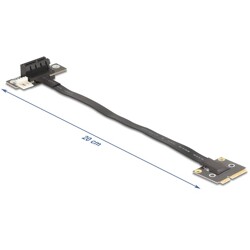 Adapter mini PCI Express męski na PCI Express 3.0 x1 żeński 90° kątowy z kablem 20cm Delock 81504