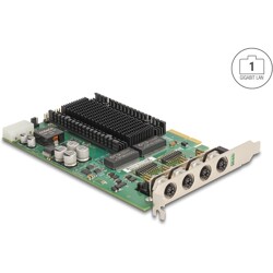 Karta PCI Express x4 na 4x M12 Gigabit LAN PoE+ Delock 86054