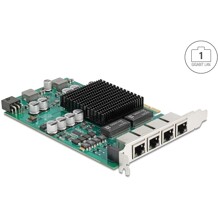 Karta PCI Express x4 na 4x RJ45 Gigabit LAN PoE+ Intel i350 Delock 86097