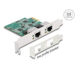 Karta PCI Express x1 na 2x RJ45 2,5 Gigabit LAN Delock 88101