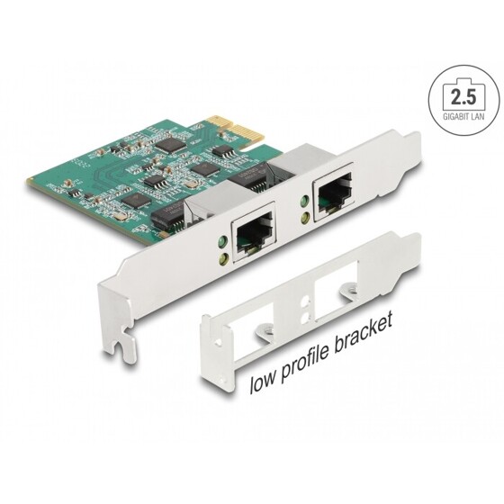 Karta PCI Express x1 na 2x RJ45 2,5 Gigabit LAN Delock 88101