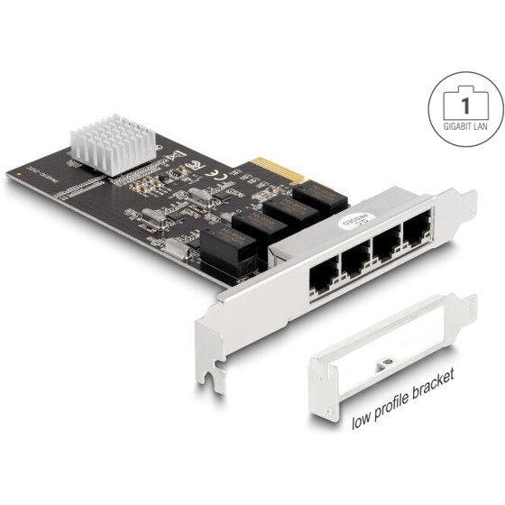 Karta PCI Express x4 4x RJ45 Gigabit LAN Delock 88618