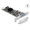 Karta PCI Express x4 do 4x zewn. USB-A SuperSpeed 5Gbps quad channel low profile Delock 89008