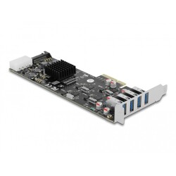 Karta PCI Express x4 do 4x zewn. USB-A SuperSpeed 5Gbps quad channel low profile Delock 89008
