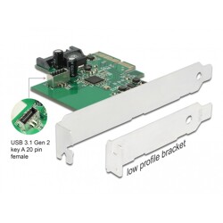 Karta PCI Express x4 do wewn. USB 3.2 Gen 2 key A 20-pin. gniazdo żeńskie Delock 89029