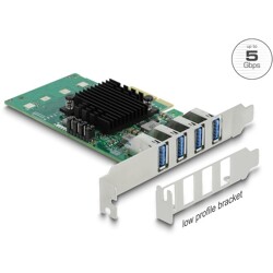 Karta PCI Express x4 do 4x zewn. USB-A SuperSpeed 5Gbps quad channel low profile Delock 89048