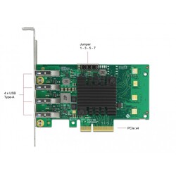 Karta PCI Express x4 do 4x zewn. USB-A SuperSpeed 5Gbps quad channel low profile Delock 89048