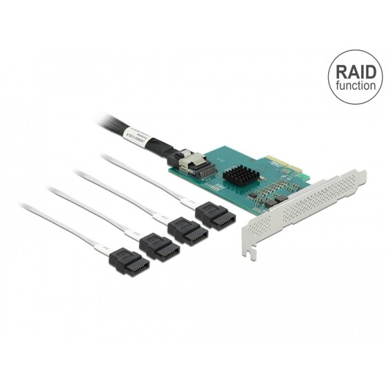Karta PCI Express x4 4x SATA 6Gb/s RAID HyperDuo low profile Delock 89051