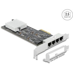 Karta PCI Express x4 4x RJ45 2,5 Gigabit LAN Delock 89192