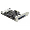 Karta PCI Express x1 do 3x zewn. + 1x wewn. USB-A 5Gbps Delock 89281