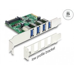 Karta PCI Express x1 do 4x zewn. USB-A 5Gbps Delock 89360