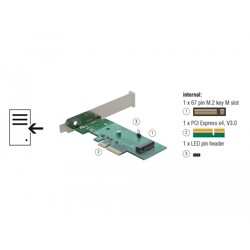 Karta PCI Express x4 1x NVMe M.2 key M 80mm low profile Delock 89370
