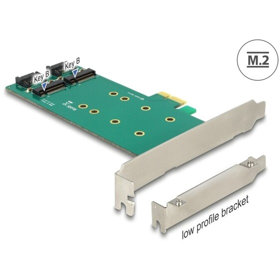 Karta PCI Express x1 2x M.2 key B low profile Delock 89473