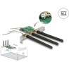 Karta PCI Express x1 1x M.2 keyA z 3 antenami zewnętrznymi low profile Delock 89568