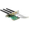 Karta PCI Express x1 1x M.2 keyA z 3 antenami zewnętrznymi low profile Delock 89568