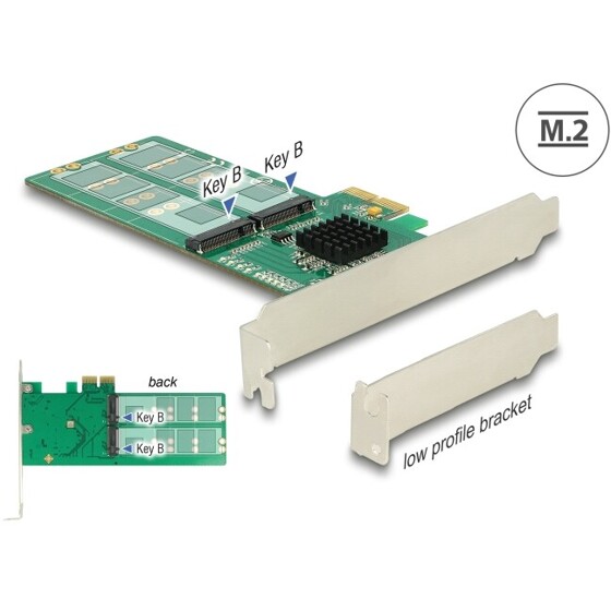 Karta PCI Express x2 4x M.2 key B low profile Delock 89588