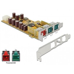 Karta PCI Express x1 PoweredUSB 1x 24V + 2x 12V Delock 89655