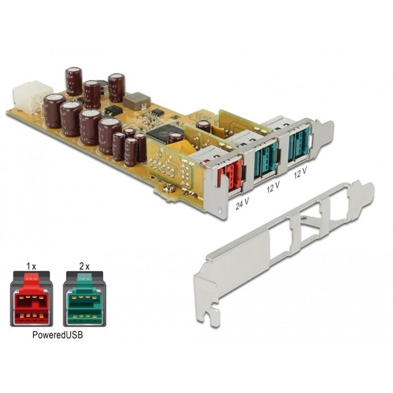 Karta PCI Express x1 PoweredUSB 1x 24V + 2x 12V Delock 89655