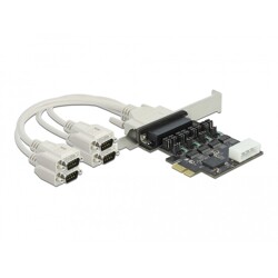 Karta PCI Express x1 4-portowa RS-232 z zasilaniem 5V / 12V Delock 89895