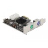 Karta PCI Express x1 do 2x PS/2 + wewn. pin header USB niskoprofilowa Delock 90049