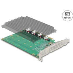 Karta PCI Express x16 4x NVMe M.2 key M z radiatorem Delock 90054
