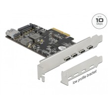 Karta PCI Express x4 do 4x USB-C + 1x USB-A SuperSpeed 10Gbps niskoprofilowa Delock 90059
