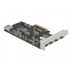 Karta PCI Express x4 do 4x USB-C + 1x USB-A SuperSpeed 10Gbps niskoprofilowa Delock 90059