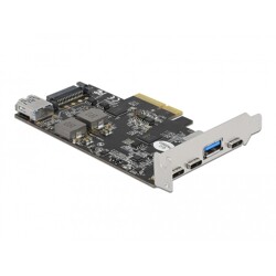 Karta PCI Express x4 do 3x USB-C + 2x USB-A SuperSpeed 10Gbps niskoprofilowa Delock 90060