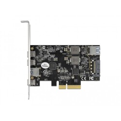 Karta PCI Express x4 do 3x USB-C + 2x USB-A SuperSpeed 10Gbps niskoprofilowa Delock 90060